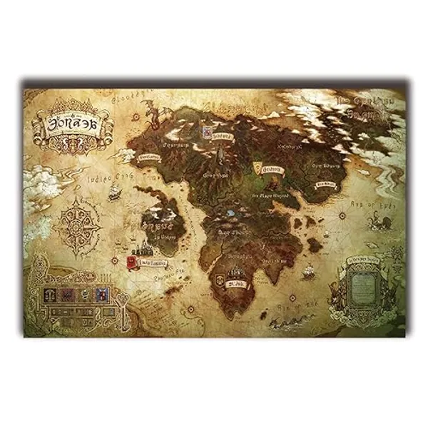 Final Fantasy XIV Online A Realm Reborn Full Map Poster for Home Decor Wall Art 11x17inch (28x43cm) Frameless Gift