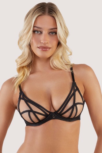 Ramona Black Mesh Plunge Bra | 40F