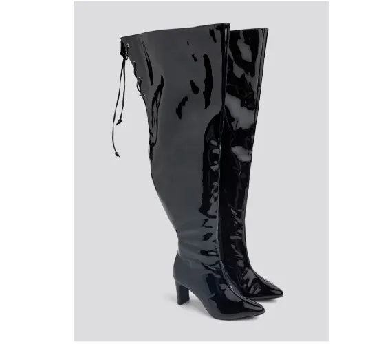 Alfinil Patent Leather Thigh-High Boots - Nadia x FTF