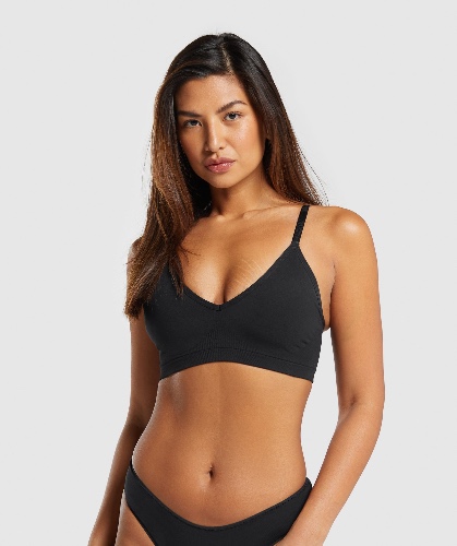 Gymshark Seamless V Neck Bralette - Black | Medium