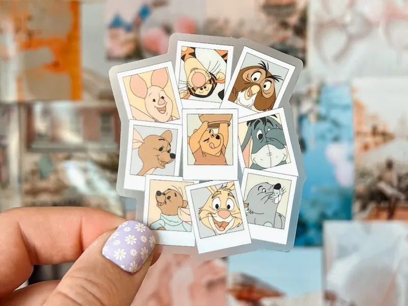 Pooh and Friends Polaroid Transparent Sticker | Winnie the Pooh, Pooh Bear, Disney Stickers, Water Bottle Sticker, Laptop Decal