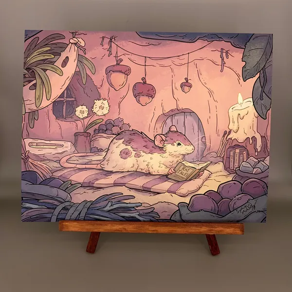 Reading rat- art print-whimsical children’s illustration
