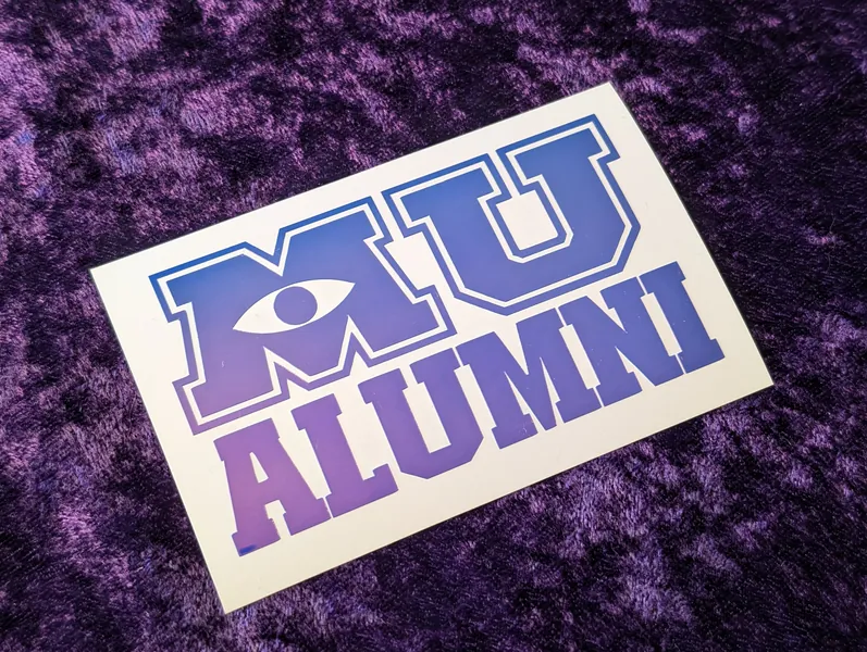 Monsters University MU Alumni Permanent Vinyl Decal in Magical Holographic or Various Colors