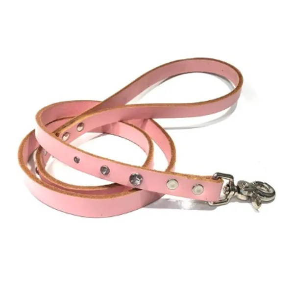 Pink Leather Leash Lead With Pink Crystals Ecofriendly | Etsy