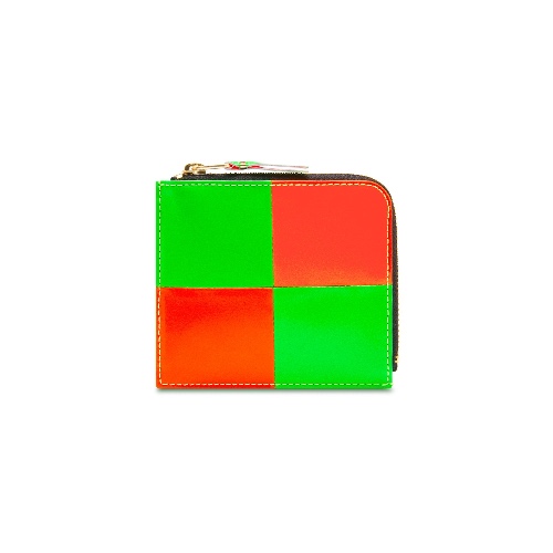 CORNER ZIP WALLET - FLUO SQUARES - GREEN/ORANGE | Default Title