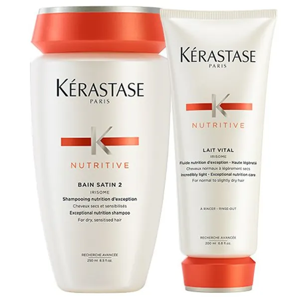Kérastase Bain-Satin 2 und Lait-Vital (Shampoo und Pflegespülung) Doppelpack