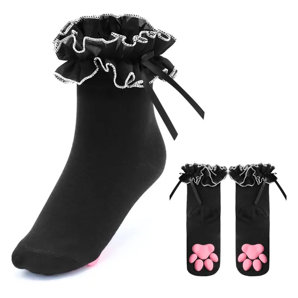 3D Paw Pad Lace Ruffle Frilly Ankle Socks - LittleForBig Cute & Sexy Products
