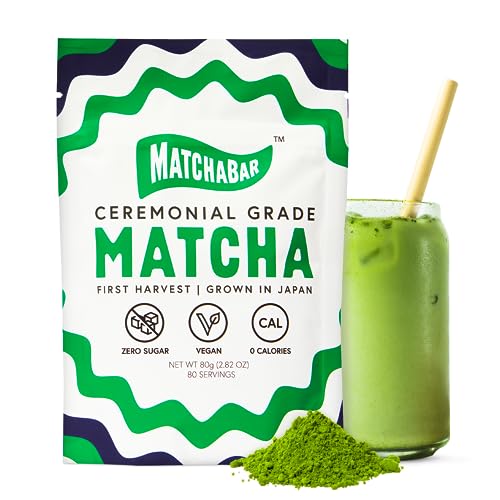 Matchabar Matcha Powder (80g) - Ceremonial Grade Authentic Japanese Matcha Green Tea Powder - Matcha Green Tea Powder Harvested in Japan - Matcha Tea Powder Latte - Zero Sugar, Vegan & 0 Calories - Ceremonial Grade - 2.8 Ounce (Pack of 1)