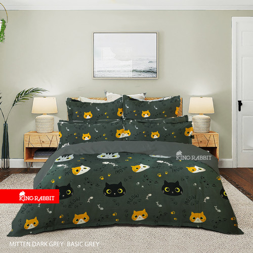 Promo King Rabbit Organic Bamboo Velvet Complete Set Motif Mitten Dark Grey - 160x200 di King Rabbit Sprei & Bedcover Official | Tokopedia
