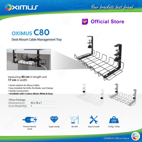 Promo Desk Mount Cable Management Tray Oximus C80 - Hitam di Oxihom | Tokopedia