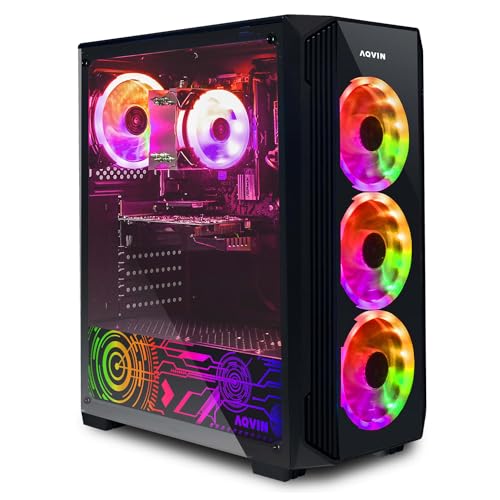 AQVIN Gaming PC ZForce Tower- Intel Core i7 Processor up to 4.0Ghz, GForce GTX 1660S 6GB, 32GB DDR4 RAM Memory, 1TB SSD, HDMI, RGB Fans, WiFi, Windows 10 Pro - Black - i7 | GTX 1660S 6GB