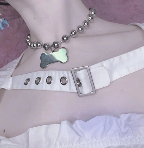 Metal Dog Bone Tag Collar - Big Bone