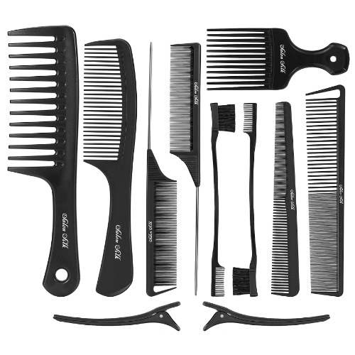 SalonSilk Combs for Natural Black Hair - Professional Curly Hair Comb Set for Natural Ladies - 