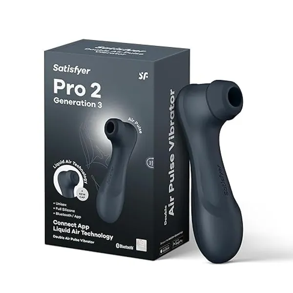 Satisfyer Pro 2 Generation 3 (Bluetooth Version) with Liquid Air Vibrator Sex Toy | Adult Toys for Women | Sucking Clitoral Stimulator | Vibrating Sexual Pleasure Device | Vibrators (Black) - Black