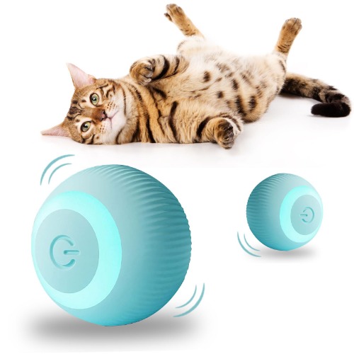 Interactive Cat Ball, HENGBIRD 360° självroterande inomhus kattleksak med LED-lampor Uppladdningsbar, USB elektrisk interaktiv leksak Cat Toy Ball, för kattungar Valpar Kattspel(blå)