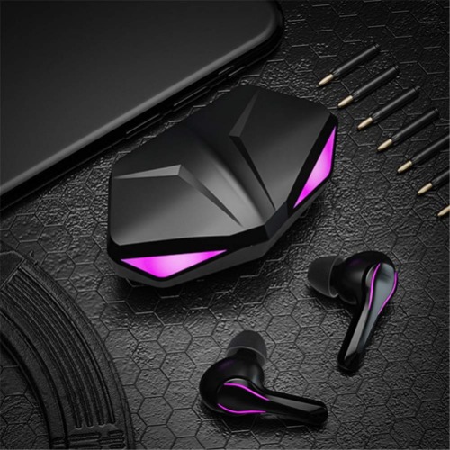 Bluetooth Headphones Gaming Earbuds 65ms Låg latens TWS Bluetooth hörlurar med MIC DEEP BASS Audio Ljudpositionering Trådlös headset,Purple - Purple