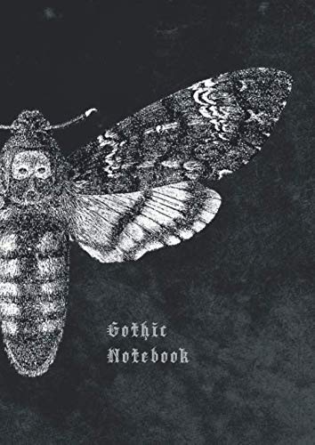 Gothic Notebook: Original Gothic Death's-head Hawkmoth Journal - A4 (~Letter) - lined - 200 pages - cream paper – Black and White