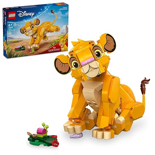 LEGO Disney Simba The Lion King Cub Buildable Disney Toy for Kids, Disney Collection, Lion King Movie Toy, Simba Toy Construction Playset Figure, Fun Gift for Girls and Boys Ages 6 and Up, 43243