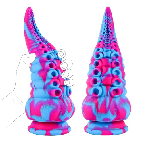 Monster Dildo Tentacle Adult Toy: Big Thick Dildos with Suction Cup for Women, Huge Fantasy Dildo with Octopus-Shape, 8.7” Silicone Giant Dildo (Aiunolda Blue) - Aiunolda Blue