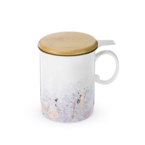 Watercolor Gold Tea Mug with Infuser - Purple