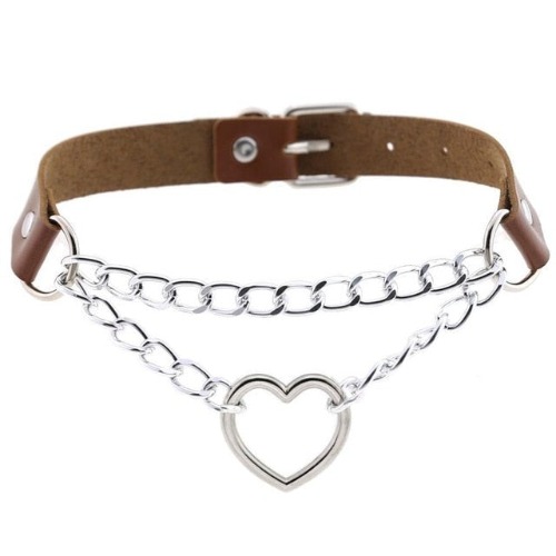 Chained Valentine Choker (15 Colors) - Brown