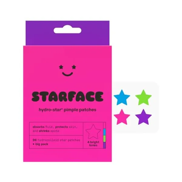 Starface Party Pack BIG PACK Hydro-Stars, Colorful Hydrocolloid Pimple Patches, Absorb Fluid and Reduce Redness, Cute Star Shape (96 Count)