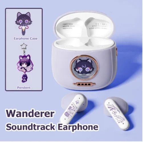 Genshin Impact Wanderer : Drifter's Ballad Wireless Bluetooth 5.3 Earphones With Tip Tone Wanderer Meow Earbuds