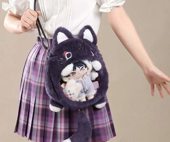 AG Genshin Impact Wanderer Cat Xiao Bird Shoulder Bag Plush Bag