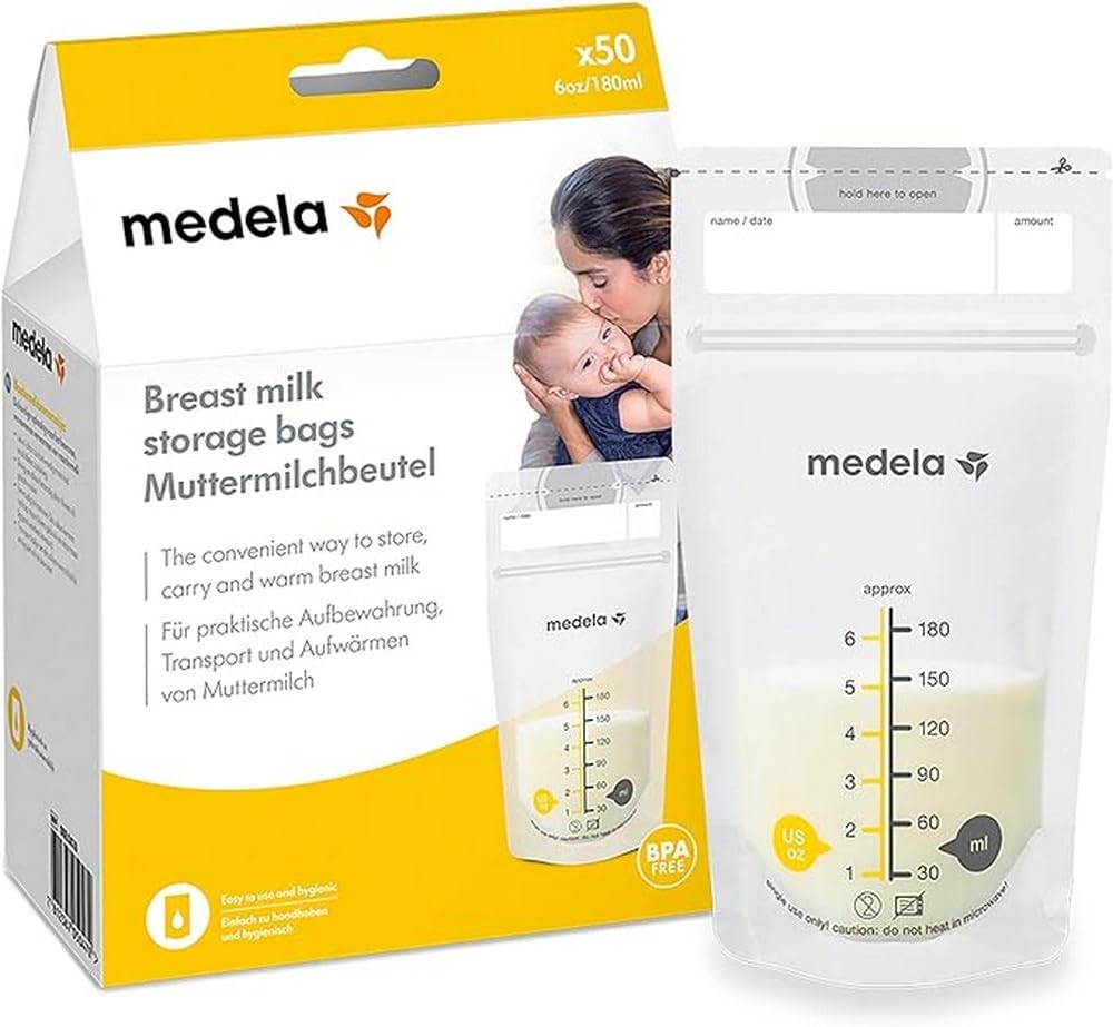 Medela Breast Milk Storage Bags, 180ml, Freezer Safe, resealable, 50 Pack - Pack of 50 $28.99