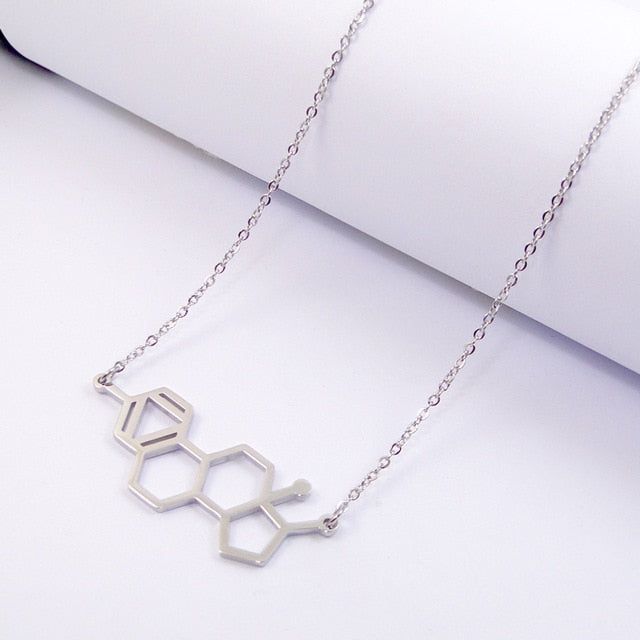 HRT Estrogen Molecule Necklace | Silver