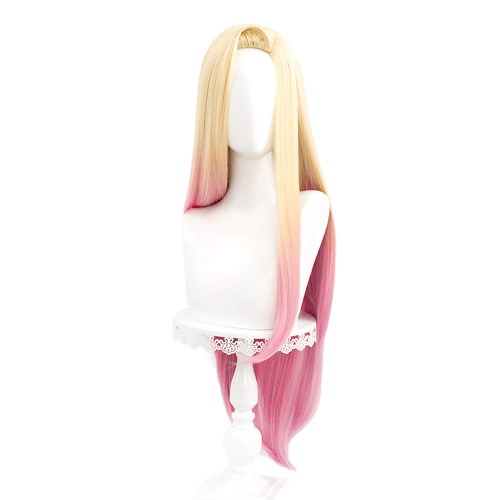 Blonde Ombre Pink Cosplay Wig for LOL Ahri, Long Natural Straight Wigs for Women