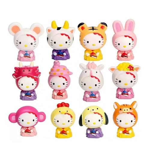 Yeooyoor Cute Cartoon 12 Chinese Zodiac Toys Figurine Playset, Mini Cute Toy Garden Cake Plant Decoration
