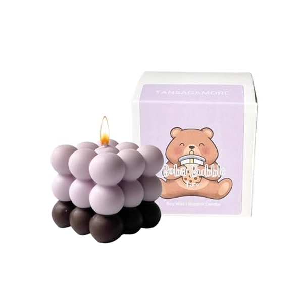 Handmade Boba Inspired Soy Wax Boba Bubble Candle - 100% Soy Wax - Decorative Pastel Bubble Candle - Perfect Kawaii Gift for Boba Tea Lover (Taro/PURPLE /) - Taro / PURPLE /