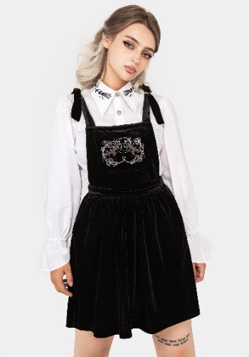 Vampyrum Bat Embroidered Mini Pinafore Dress | US 12