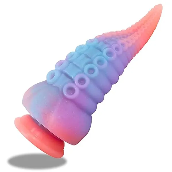 Realistic Monster Silicone Dildo-8.3inch Big Anal Glowing Tentacle Dildo with Strong Suction Cup, MEYILA Huge Monster Thick Dildo for Women, Liquid Silicone Anal Plug Prostate Massager Adult Sex Toy