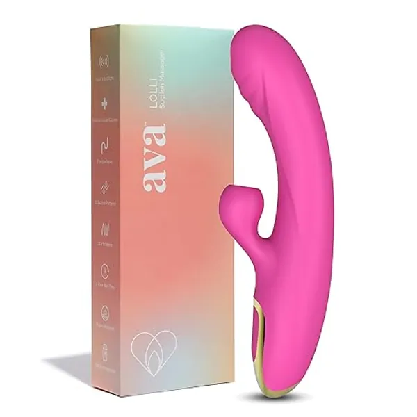 Ava Suction Lolli Dual-Function Vibrator - Sex Toys for All | G Spot Vibrator Personal Massager | Adult Toys for Couples Sex Toys | Women Sex Toy | Clitoral Stimulator | Gifts for Women [Hot Pink]