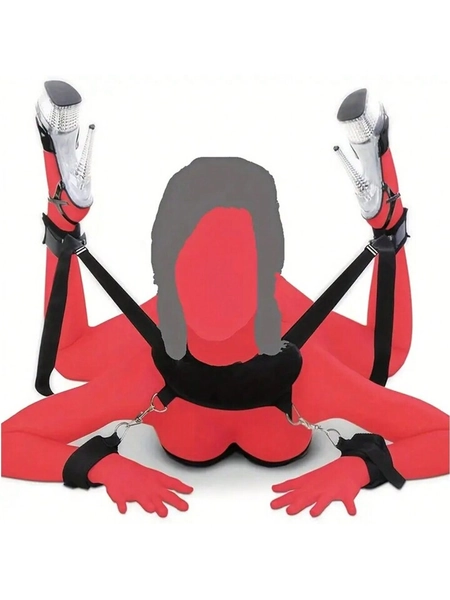 1 Set, Black BDSM Trainer Handcuffs, Sex Harness, Adjustable Bondage Set, Couple Sex Toy Bondage Set Unisex, Sexy Toy Set, Couple SM Sex Play Tool For Women And Couples (Black)