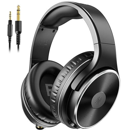OneOdio Wired Headphones - Over Ear Headphones with Noise Isolation Dual Jack Professional Studio Monitor & Mixing Recording Headphones for Guitar Amp Drum Podcast Keyboard PC Computer - Black