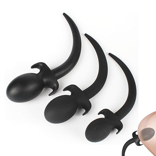 TangQian Silicone Anal Plug with Dog Tail Dog Dog Tail Anal Butt Plug Butt Plug Role Play Sex Toys BDSM Erotic Prostate Massage Anal Dilator Sex Toy for Men Women and Couples (Size : L) - L