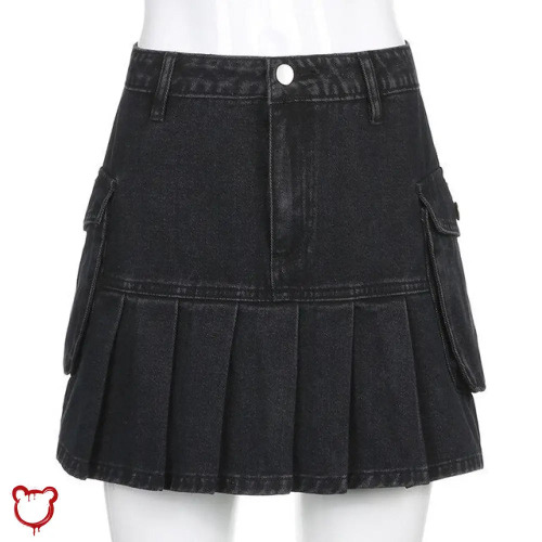 Destined Black Grunge Denim Skirt - black / S