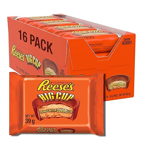 Reese’s Peanut Butter Big Cup, Milk Chocolate Flavour Cups, Pack of 16 x 39 g