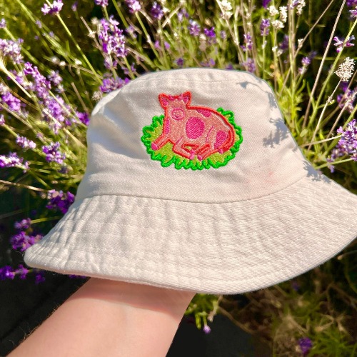 Strawberry Cow Bucket Hat! - White