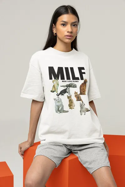 MILF (Man I Love Felines) Tee / Cat Mom / Cat Lovers T-Shirt
