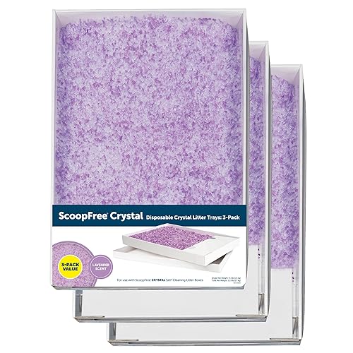 PetSafe ScoopFree Crystal Litter Tray Refills Lavender Crystals, 3-Pack Disposable Tray Includes Leak Protection & Low Tracking Litter Absorbs Odors on Contact,(PAC00-16689) - 3 Trays - Lavender