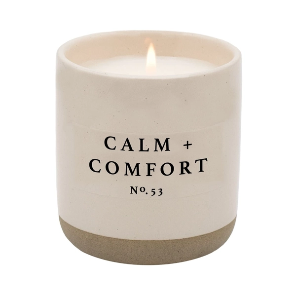 Sweet Water Decor Calm + Comfort Candle | Lavender, Patchouli, and Eucalyptus, Spa Scented Soy Wax Candle for Home | 12oz Stone Jar, 60+ Hour Burn Time, Made in the USA