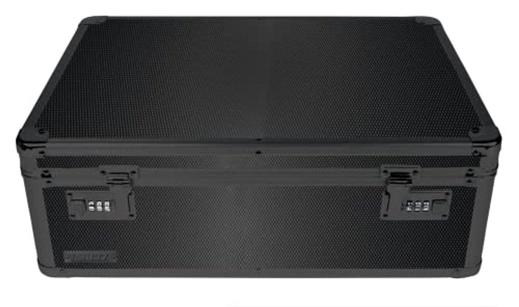Vaultz Storage Lock Box - 6.5 x 23 x 13.5 Inch Lockable Dorm Storage Trunk with Combination Lock - Briefcase, Medicine Box, Lock Boxes for Personal Items, Cash, Laptop - Black on Black