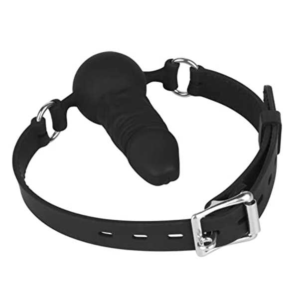 FST Silicone Realistic Dildo Gag with Ball, Adjustable Strap on Mouth Gag for SM