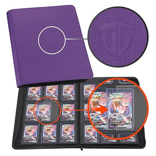 TCGUARD Toploader Binder,Holds 216 Toploaders,9 Pocket Top Loader Binder with Sleeves for 3"x4" Rigid Toploaders Hard Cases,Top loader Binders for TCG, MTG Card Binder, Trading Cards Binder(Purple) - PURPLE