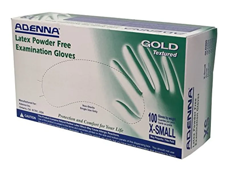 Adenna GLD260 Gold 6 mil Powder-Free Latex Gloves, Medical Grade, White, X-Small, Box of 100 - X-Small (Pack of 100) - 100