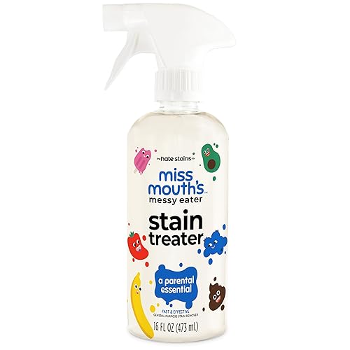 Miss Mouth's Messy Eater Stain Treater Spray - 16oz Stain Remover - Newborn & Baby Essentials - No Dry Cleaning Food, Grease, Coffee Off Laundry, Underwear, Fabric - 16oz Spray